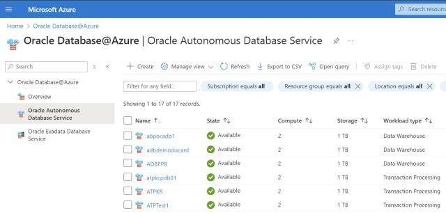 Pantallazo de Oracle Autonomous Database
