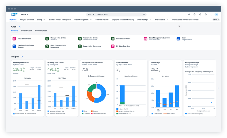 Pantallazo de SAP S/4HANA
